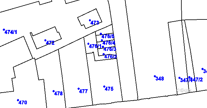 Parcela st. 476/2 v KÚ Opočno pod Orlickými horami, Katastrální mapa