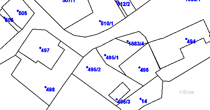 Parcela st. 495/1 v KÚ Opočno pod Orlickými horami, Katastrální mapa