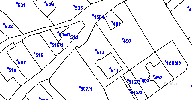 Parcela st. 513 v KÚ Opočno pod Orlickými horami, Katastrální mapa