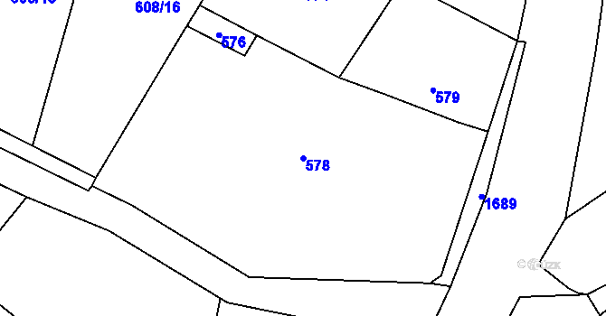 Parcela st. 578 v KÚ Opočno pod Orlickými horami, Katastrální mapa
