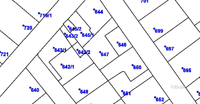 Parcela st. 647 v KÚ Opočno pod Orlickými horami, Katastrální mapa