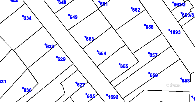 Parcela st. 654 v KÚ Opočno pod Orlickými horami, Katastrální mapa