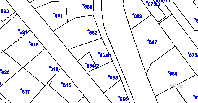 Parcela st. 664 v KÚ Opočno pod Orlickými horami, Katastrální mapa
