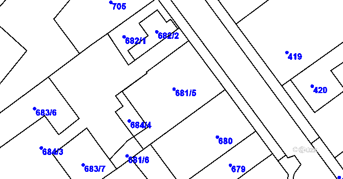 Parcela st. 681 v KÚ Opočno pod Orlickými horami, Katastrální mapa