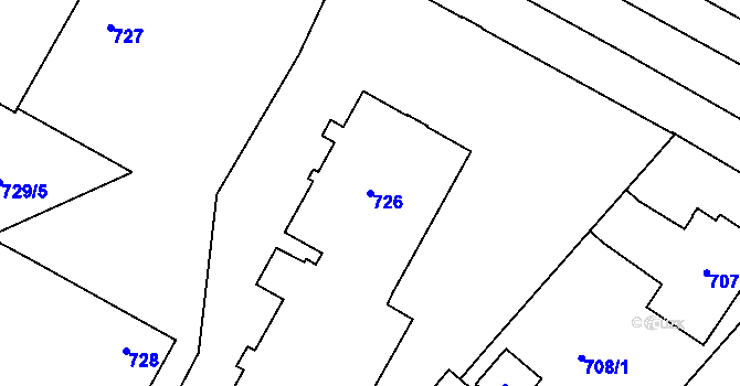 Parcela st. 726 v KÚ Opočno pod Orlickými horami, Katastrální mapa
