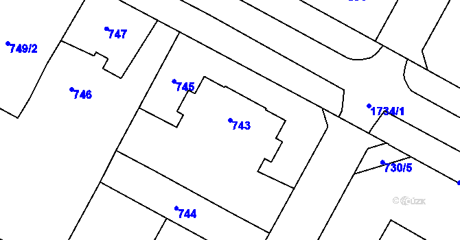 Parcela st. 743 v KÚ Opočno pod Orlickými horami, Katastrální mapa