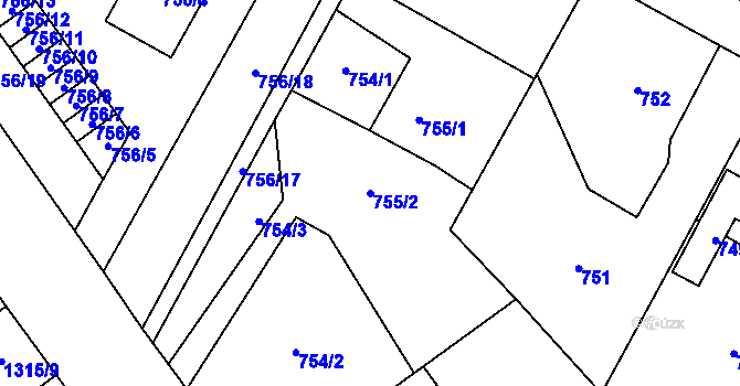 Parcela st. 755/2 v KÚ Opočno pod Orlickými horami, Katastrální mapa