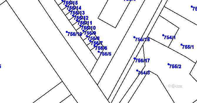 Parcela st. 756/5 v KÚ Opočno pod Orlickými horami, Katastrální mapa