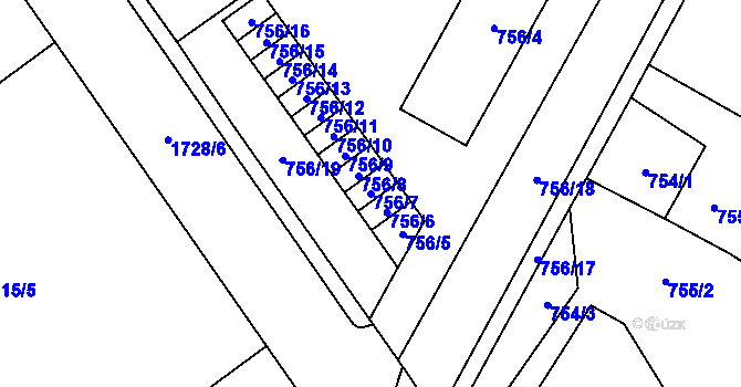 Parcela st. 756/7 v KÚ Opočno pod Orlickými horami, Katastrální mapa