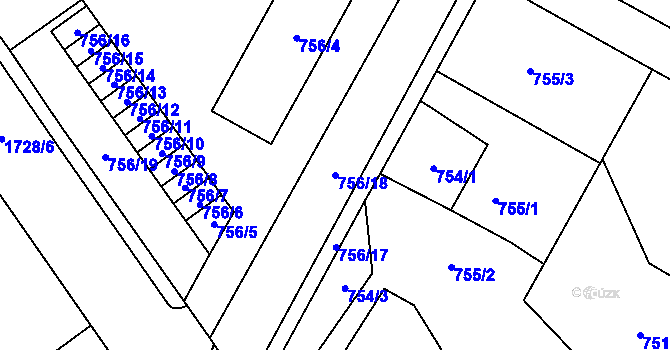 Parcela st. 756/18 v KÚ Opočno pod Orlickými horami, Katastrální mapa