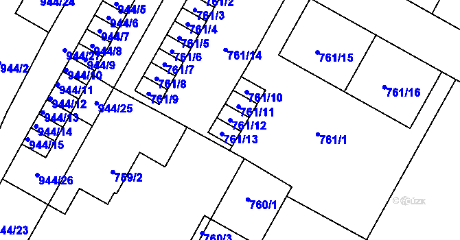 Parcela st. 761/12 v KÚ Opočno pod Orlickými horami, Katastrální mapa