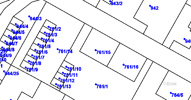 Parcela st. 761/15 v KÚ Opočno pod Orlickými horami, Katastrální mapa