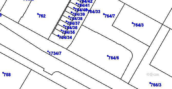 Parcela st. 764/2 v KÚ Opočno pod Orlickými horami, Katastrální mapa