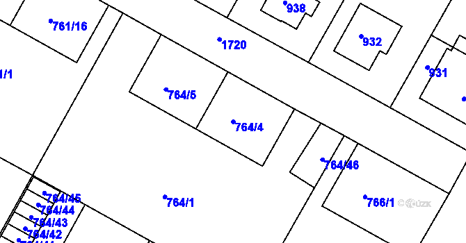 Parcela st. 764/4 v KÚ Opočno pod Orlickými horami, Katastrální mapa