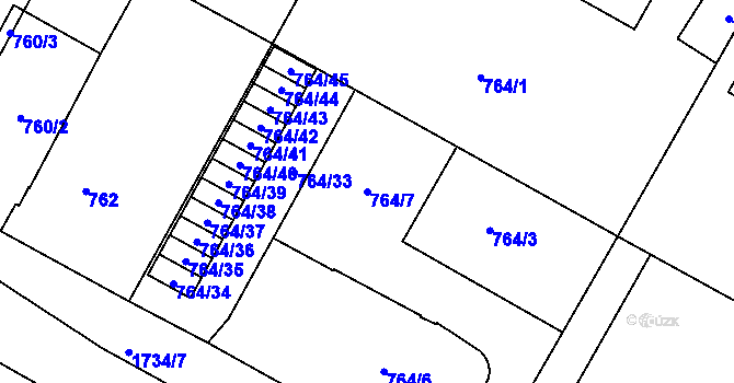 Parcela st. 764/7 v KÚ Opočno pod Orlickými horami, Katastrální mapa