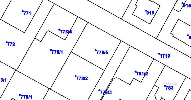 Parcela st. 778/5 v KÚ Opočno pod Orlickými horami, Katastrální mapa