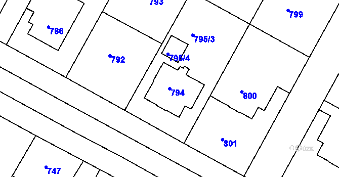 Parcela st. 794 v KÚ Opočno pod Orlickými horami, Katastrální mapa