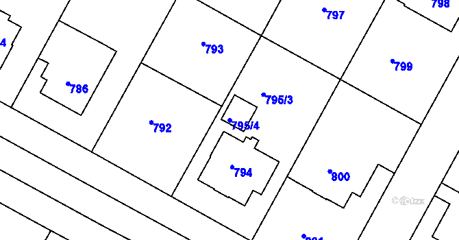 Parcela st. 795/4 v KÚ Opočno pod Orlickými horami, Katastrální mapa