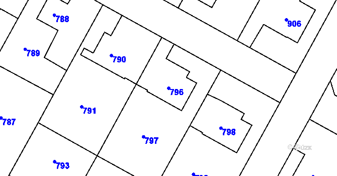 Parcela st. 796 v KÚ Opočno pod Orlickými horami, Katastrální mapa