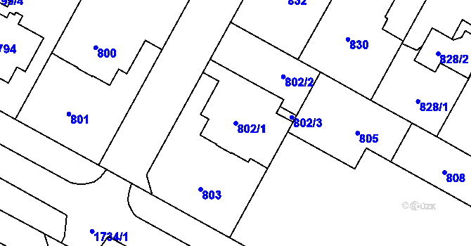 Parcela st. 802/1 v KÚ Opočno pod Orlickými horami, Katastrální mapa