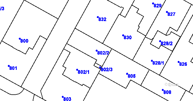 Parcela st. 802/2 v KÚ Opočno pod Orlickými horami, Katastrální mapa