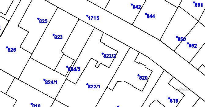 Parcela st. 822/2 v KÚ Opočno pod Orlickými horami, Katastrální mapa