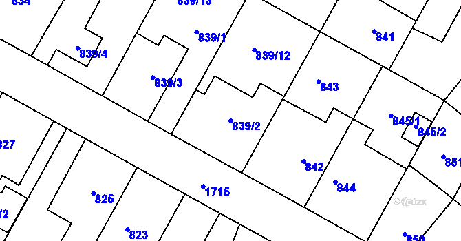 Parcela st. 839/2 v KÚ Opočno pod Orlickými horami, Katastrální mapa