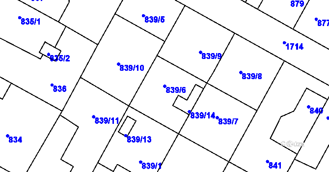 Parcela st. 839/6 v KÚ Opočno pod Orlickými horami, Katastrální mapa