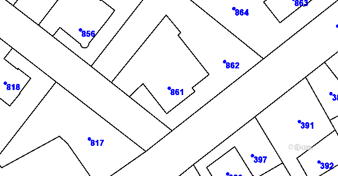 Parcela st. 861 v KÚ Opočno pod Orlickými horami, Katastrální mapa