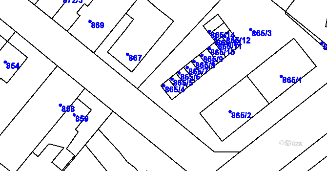 Parcela st. 865/4 v KÚ Opočno pod Orlickými horami, Katastrální mapa