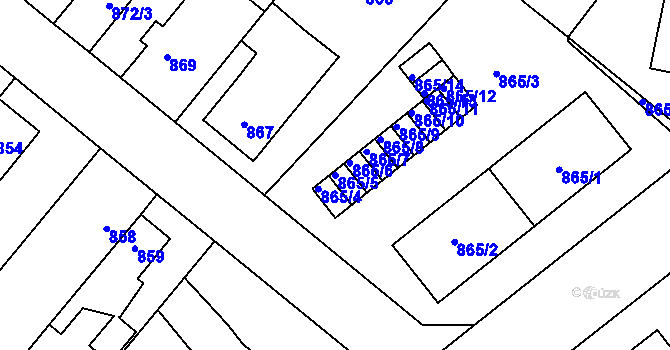 Parcela st. 865/5 v KÚ Opočno pod Orlickými horami, Katastrální mapa