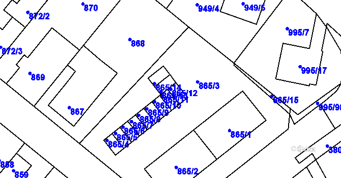 Parcela st. 865/12 v KÚ Opočno pod Orlickými horami, Katastrální mapa