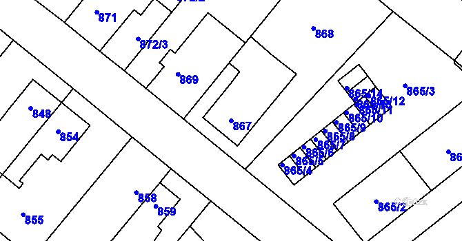Parcela st. 867 v KÚ Opočno pod Orlickými horami, Katastrální mapa