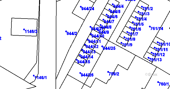 Parcela st. 944/12 v KÚ Opočno pod Orlickými horami, Katastrální mapa