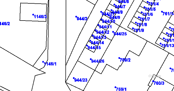 Parcela st. 944/15 v KÚ Opočno pod Orlickými horami, Katastrální mapa