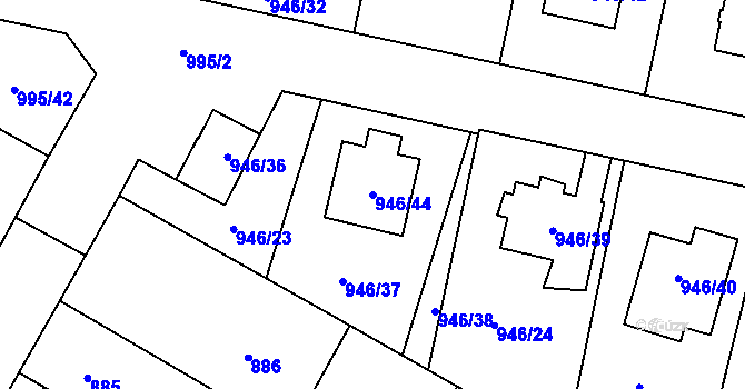 Parcela st. 946/44 v KÚ Opočno pod Orlickými horami, Katastrální mapa