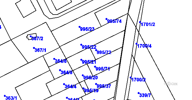 Parcela st. 995/72 v KÚ Opočno pod Orlickými horami, Katastrální mapa
