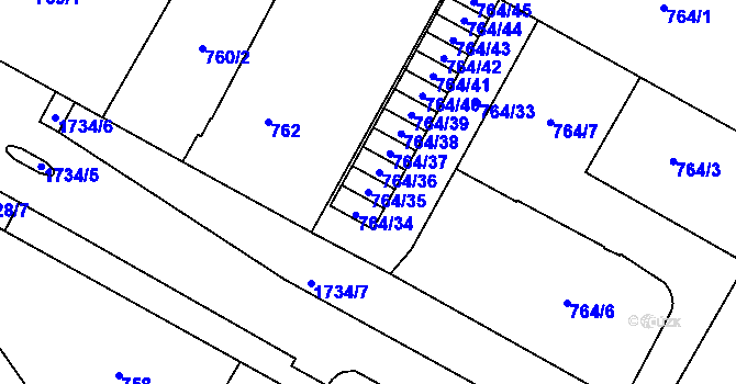 Parcela st. 764/35 v KÚ Opočno pod Orlickými horami, Katastrální mapa