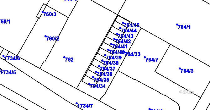 Parcela st. 764/39 v KÚ Opočno pod Orlickými horami, Katastrální mapa