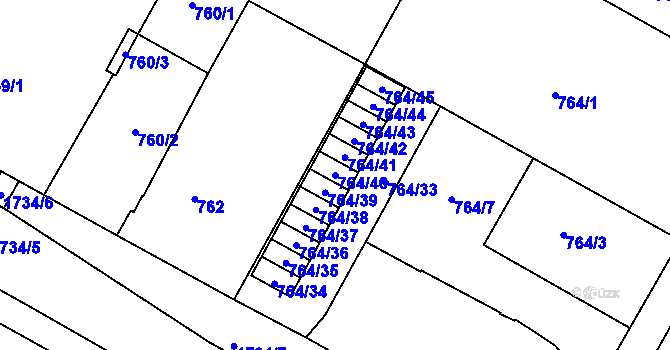 Parcela st. 764/40 v KÚ Opočno pod Orlickými horami, Katastrální mapa