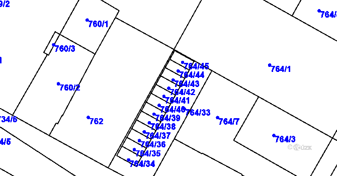 Parcela st. 764/42 v KÚ Opočno pod Orlickými horami, Katastrální mapa