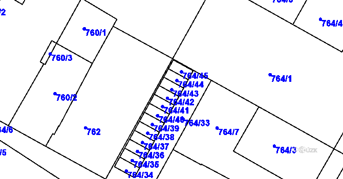 Parcela st. 764/43 v KÚ Opočno pod Orlickými horami, Katastrální mapa