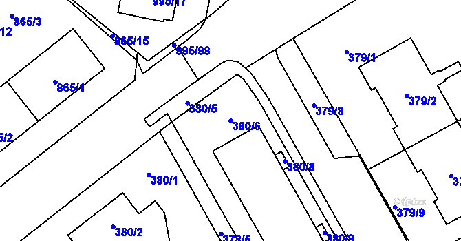 Parcela st. 380/6 v KÚ Opočno pod Orlickými horami, Katastrální mapa