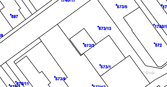 Parcela st. 673/2 v KÚ Opočno pod Orlickými horami, Katastrální mapa