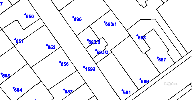 Parcela st. 693/3 v KÚ Opočno pod Orlickými horami, Katastrální mapa