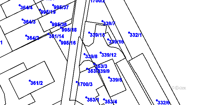 Parcela st. 339/12 v KÚ Opočno pod Orlickými horami, Katastrální mapa