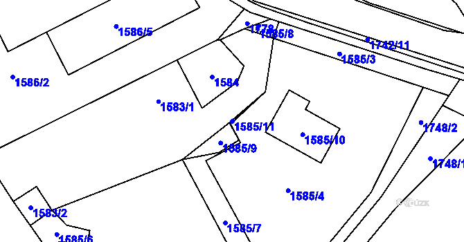 Parcela st. 1585/11 v KÚ Opočno pod Orlickými horami, Katastrální mapa