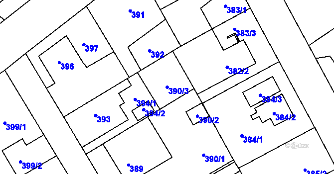 Parcela st. 390/3 v KÚ Opočno pod Orlickými horami, Katastrální mapa