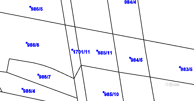 Parcela st. 985/11 v KÚ Opočno pod Orlickými horami, Katastrální mapa