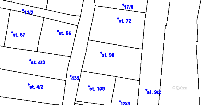 Parcela st. 98 v KÚ Kanín, Katastrální mapa